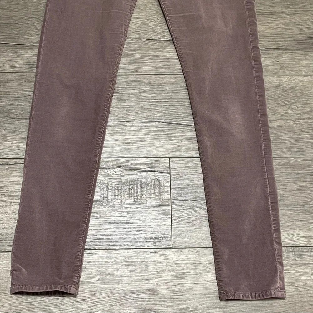 Anthropologie AG High Rise Stevie Ankle Gray Taupe Velvet Slim Straight Sz 25R.
